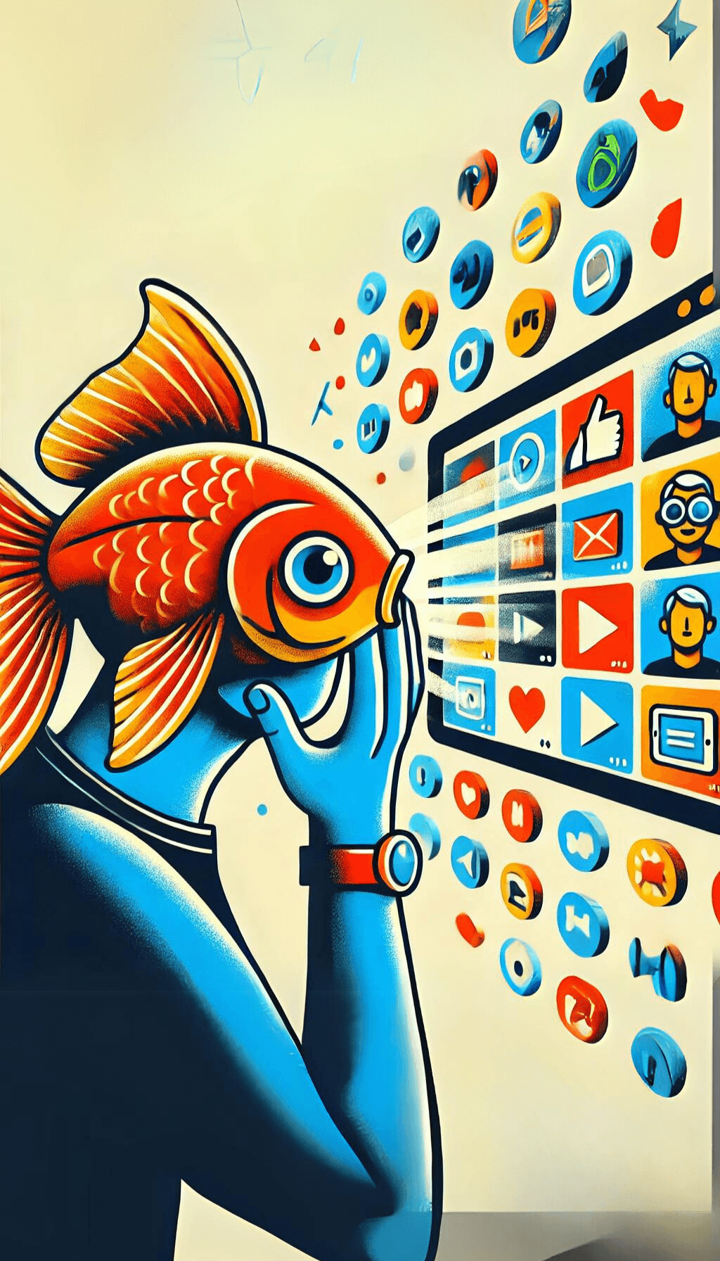 Ikan mas nonton video pendek